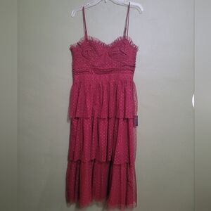 Lulus Burgundy Tulle Midi Dress - Size L